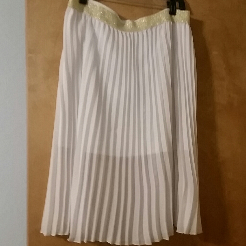 Pleated white shear skirt